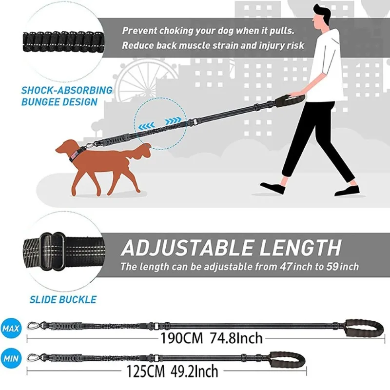 Coleira para Cães com Cinto Refletivo Ajustável de 125 a 190 cm - Imagem 2