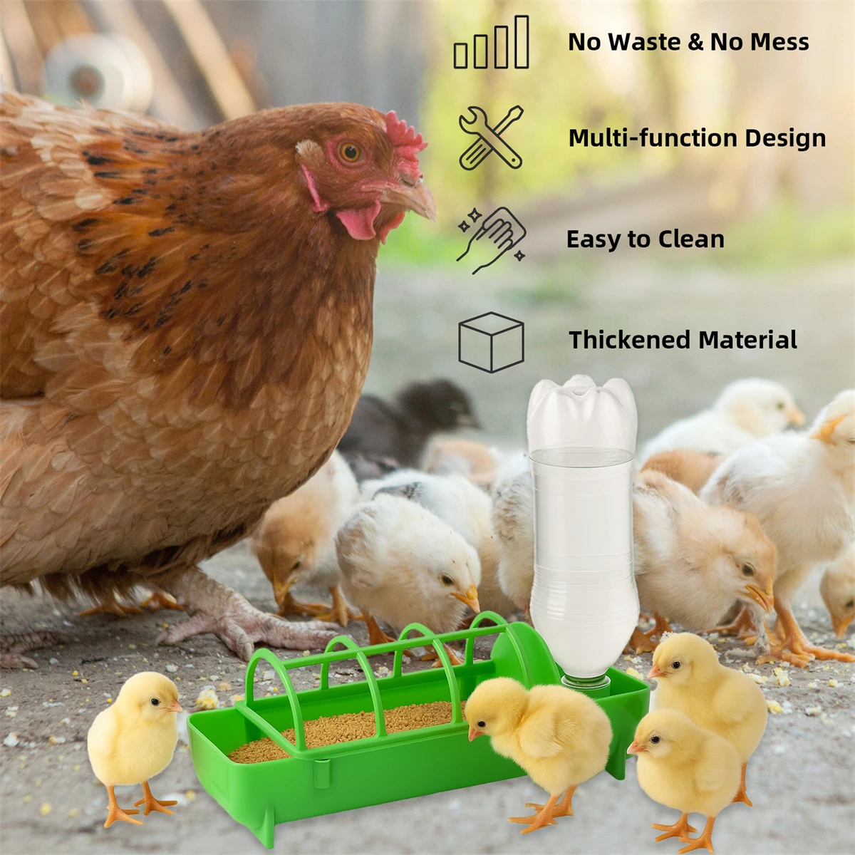 Comedouro e Bebedouro para Aves Plástico Verde 26 cm Evita Desperdício - Imagem 5