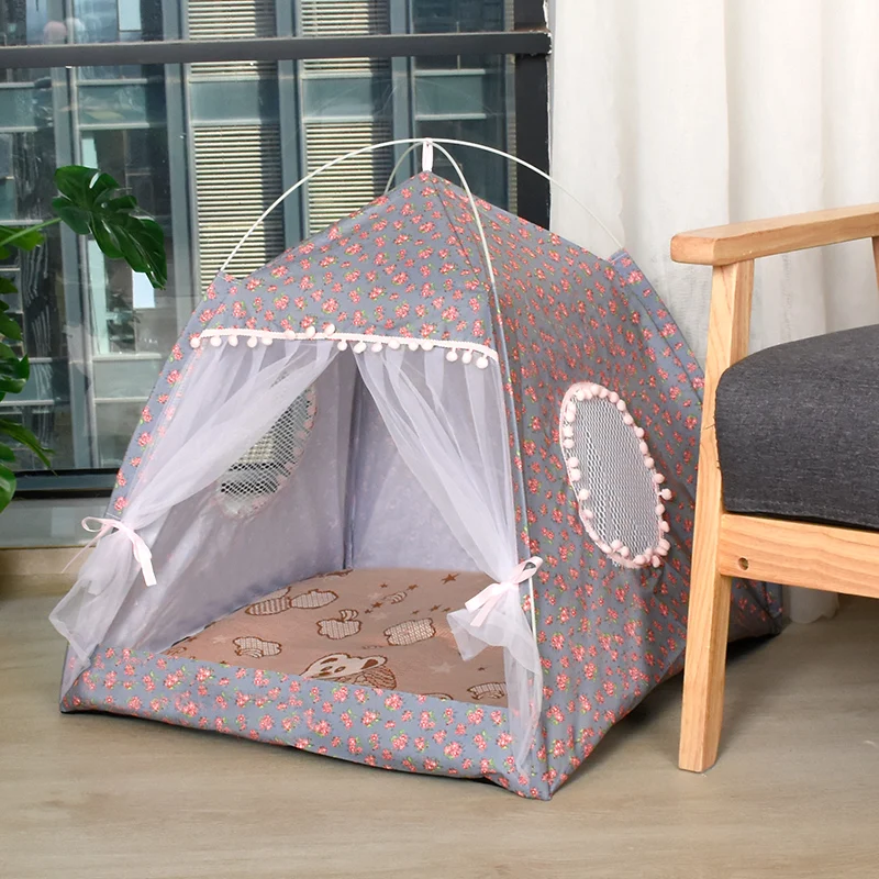 Tenda para Gatos e Cães Pequenos Semifechada Rosa M 36x36x37 cm - Imagem 3