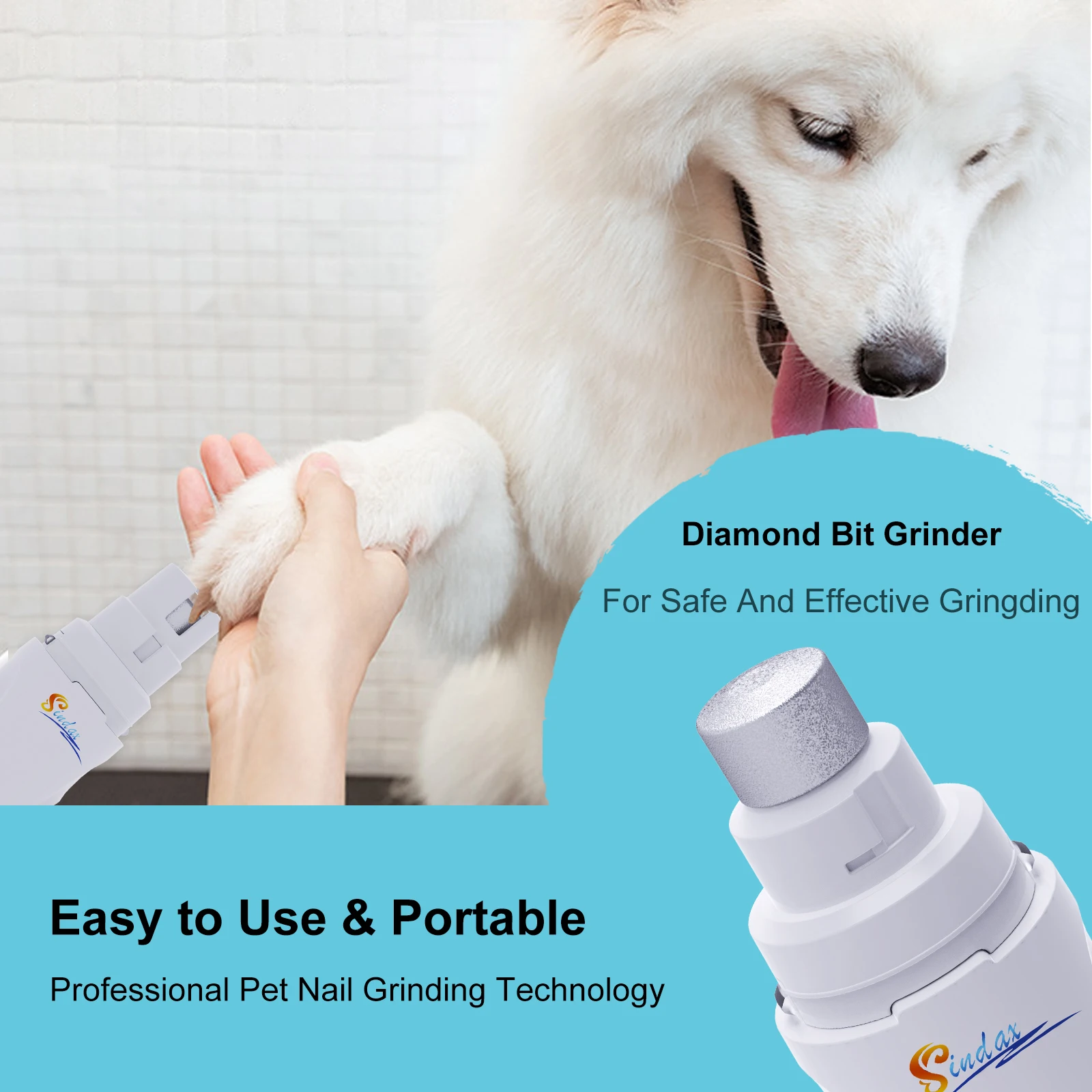 Moedor de Unhas para Cães Recarregável USB com 2 Velocidades - Imagem 4