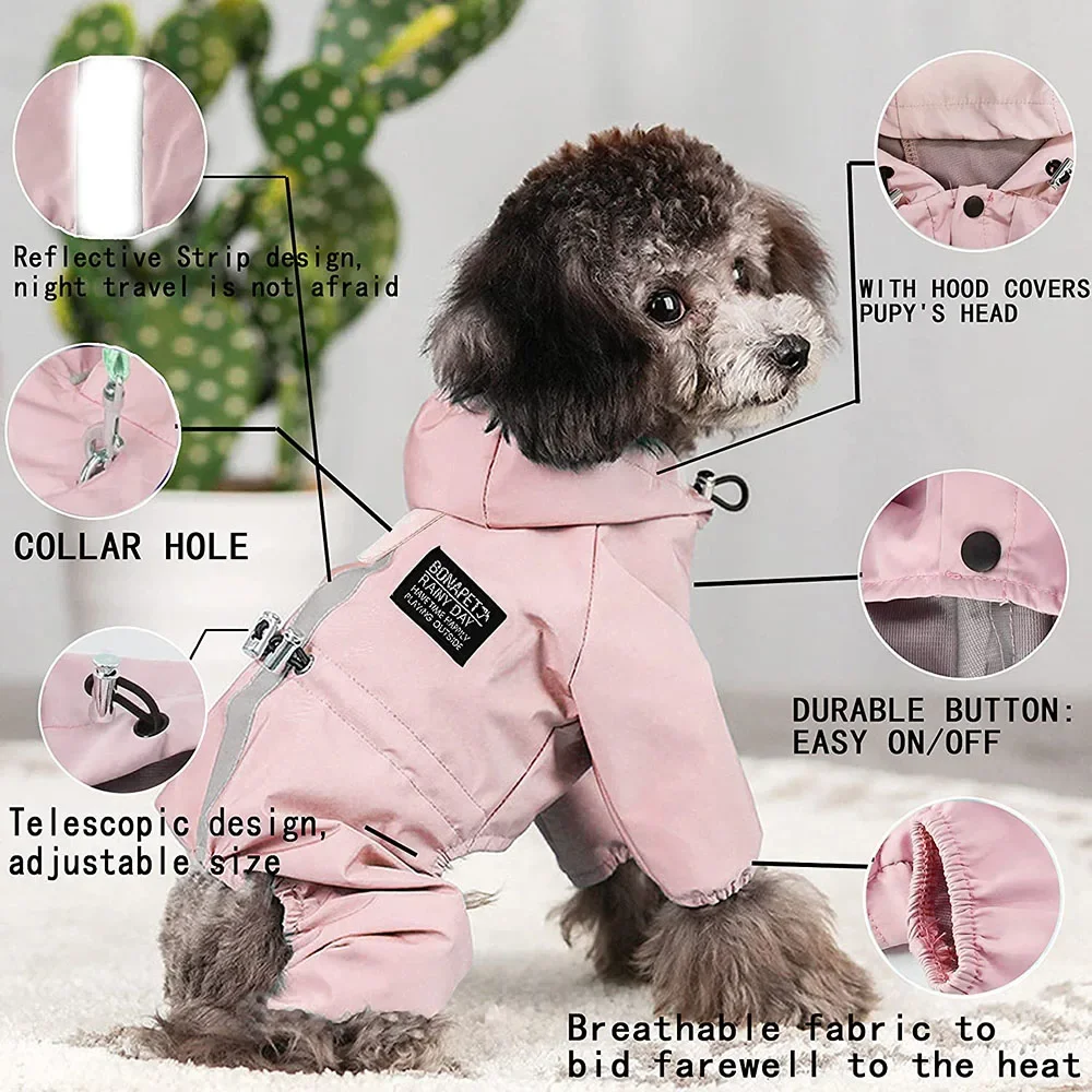 Capa de Chuva para Cães com Alça Refletiva e Buraco para Coleira - Image 4