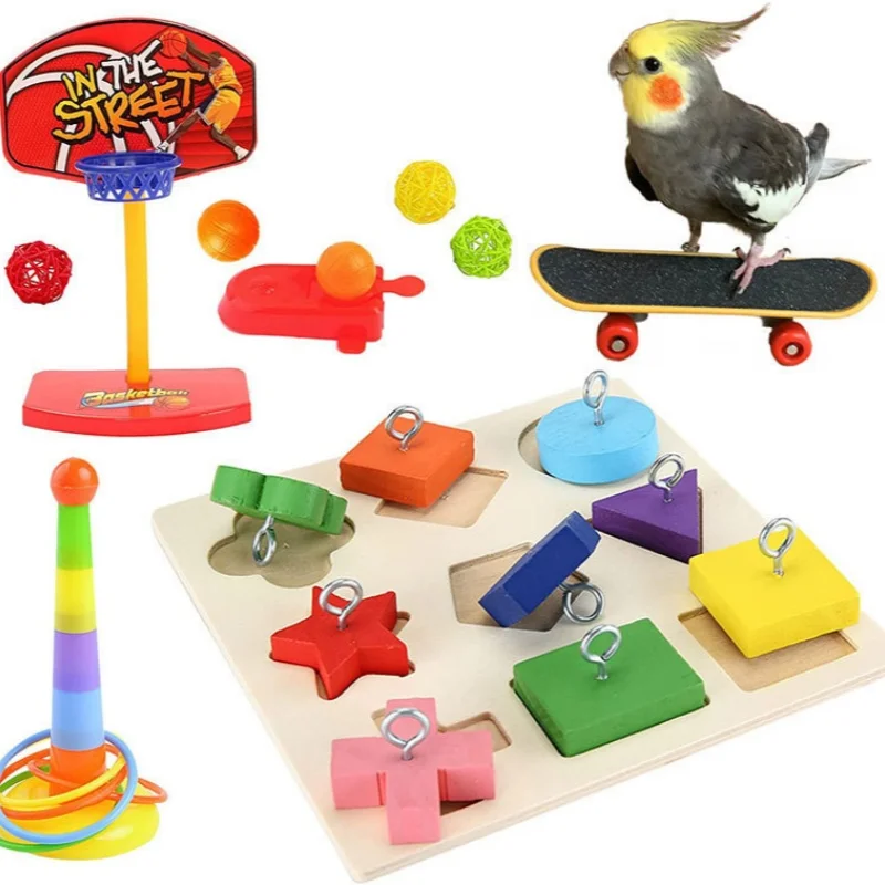 conjunto de brinquedos para papagaio
