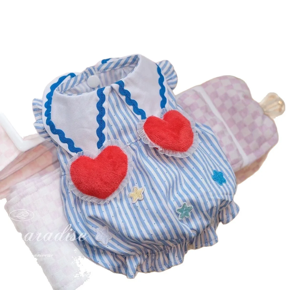 Vestido para Cães e Gatos Pequenos Listrado de Verão - Imagem 6