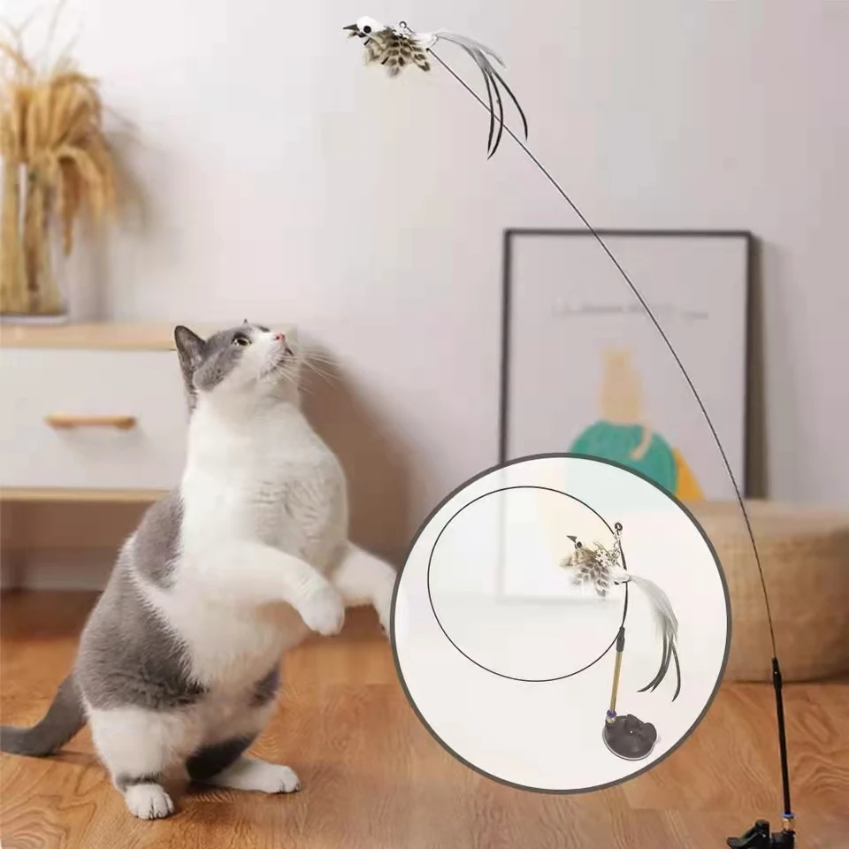 Brinquedo Varinha para Gatos com Pena e Sino Interativo - Imagem 4