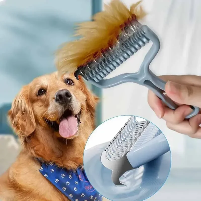 Escova para Gatos e Cães 2 em 1 para Remover Nós e Pelos Soltos - Imagem 3