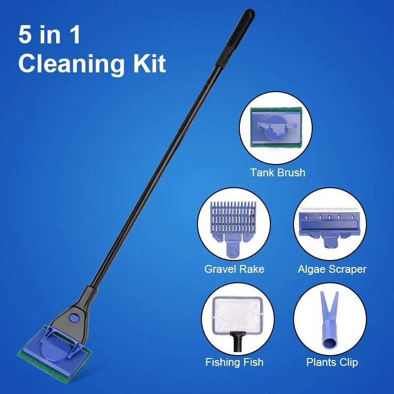 Kit Limpeza para Aquário 5 em 1 com Escova Giratória e Alça Longa - Image 5