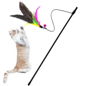 brinquedo varinha para gatos com pena