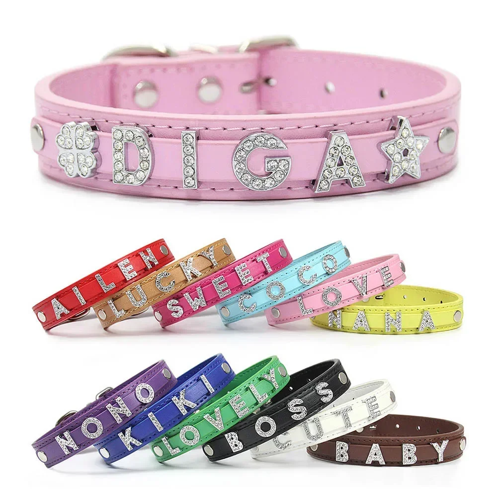 coleira personalizada couro pu strass