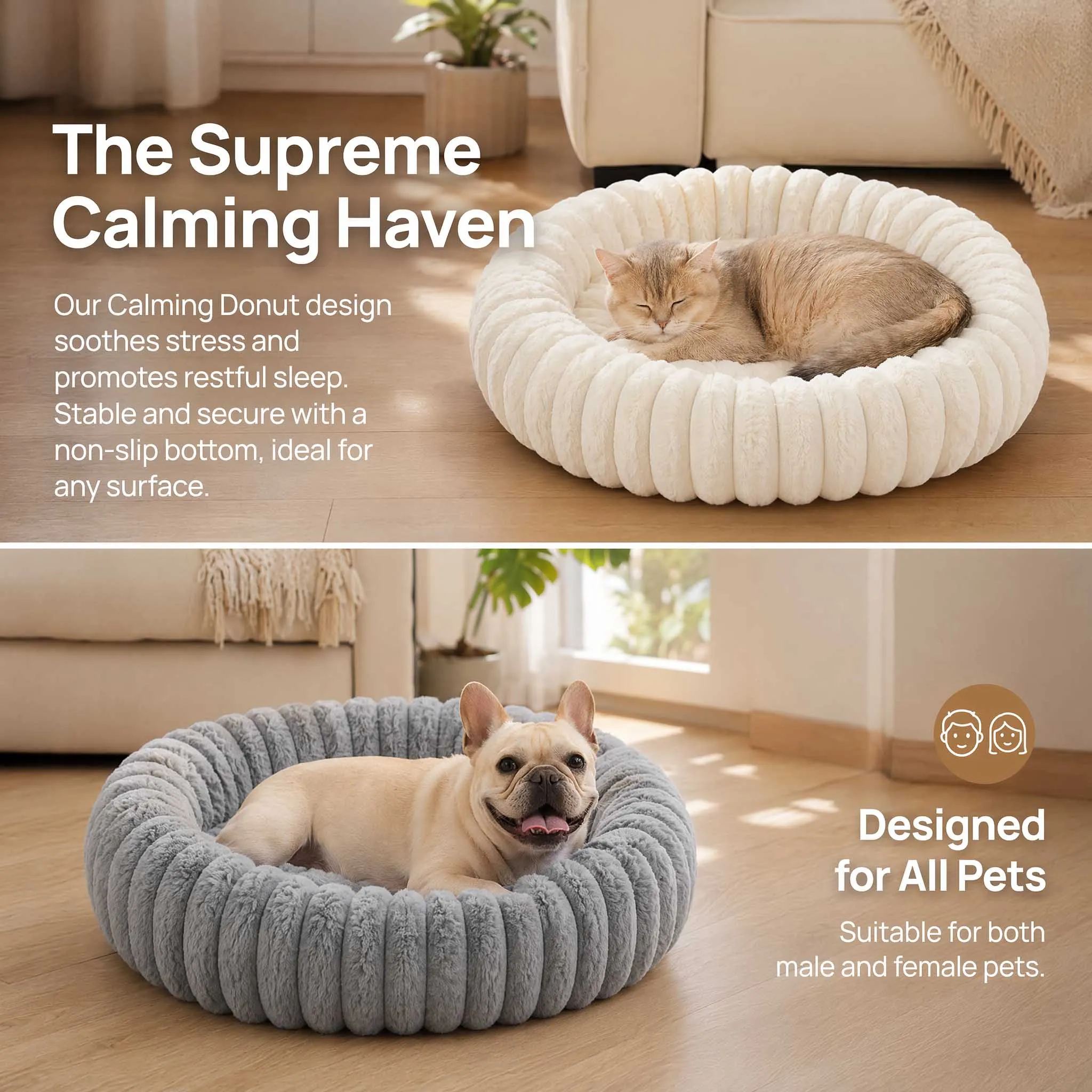 Cama Redonda para Gatos e Cães Pequenos de Pelúcia Antiderrapante - Imagem 6
