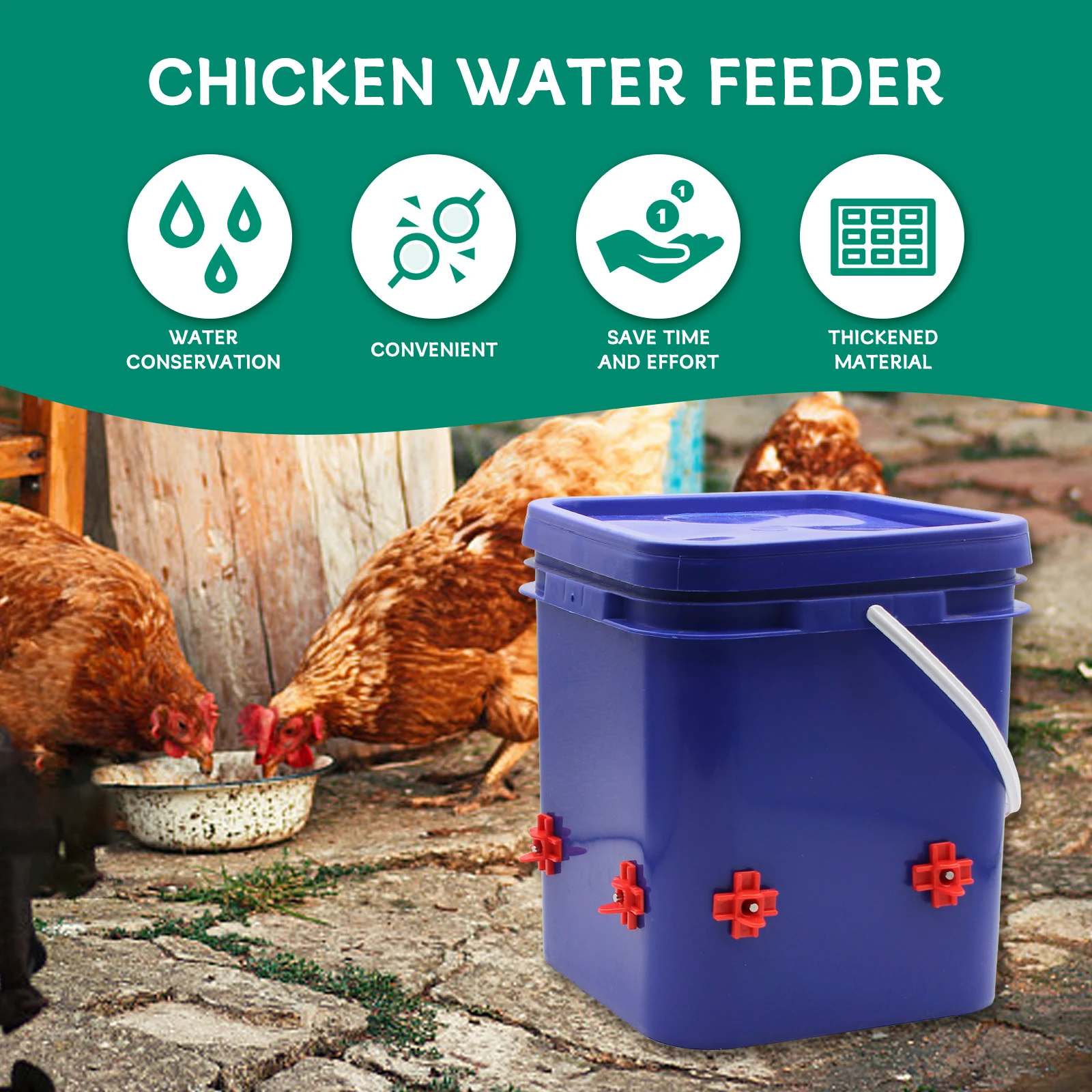 Bebedouro Automático para Aves com 8 Saídas e Balde 10 L - Imagem 3