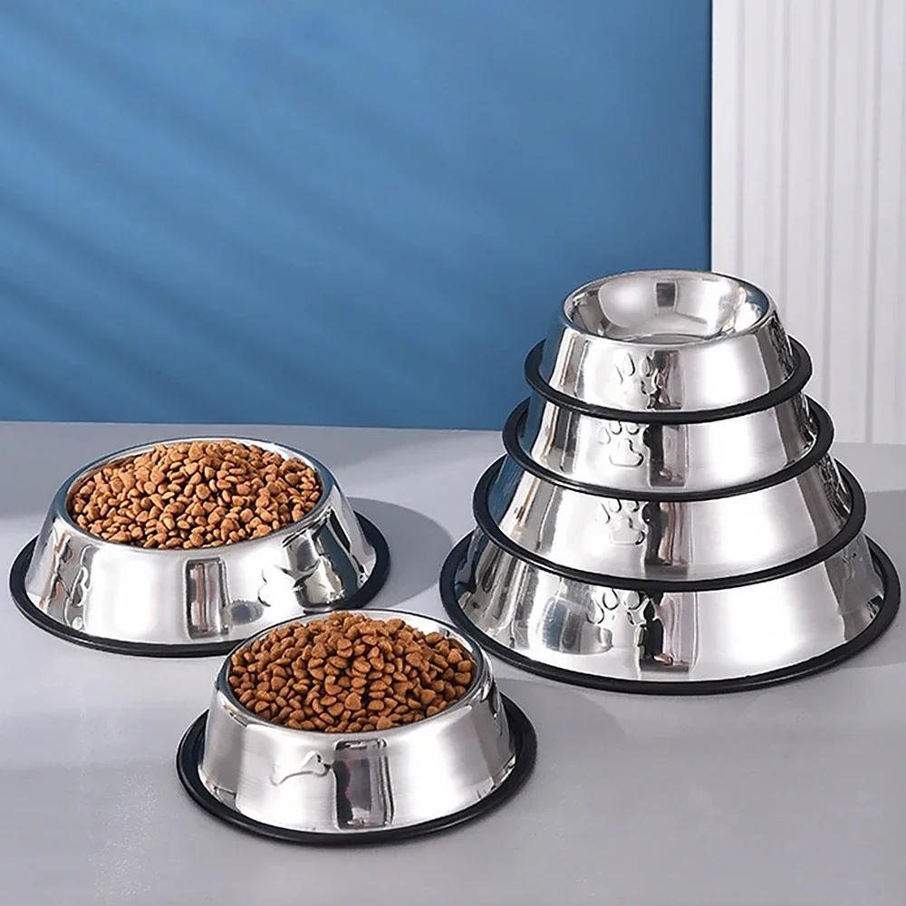 Tigela para Cães e Gatos de Aço Inoxidável com Base Antiderrapante - Imagem 2