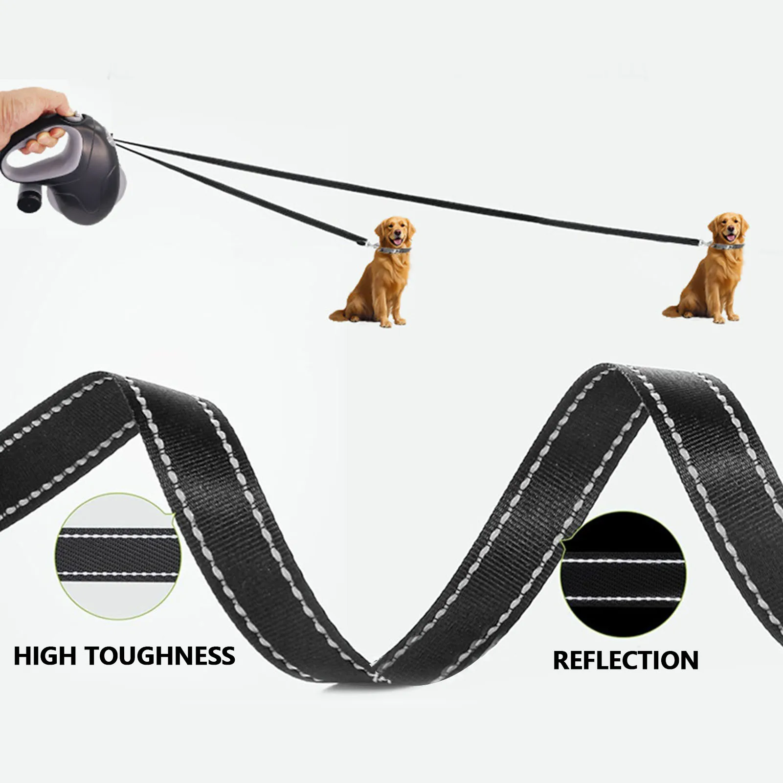 Coleira Retrátil para Cães 10 m com Rotação 360° e Cabo Antiderrapante - Image 3