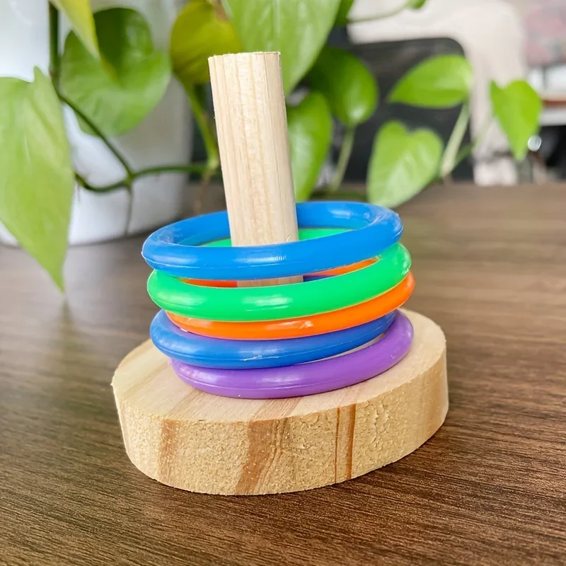 Brinquedo de Madeira para Pássaros Anel Interativo Colorido 7,5 cm - Imagem 4