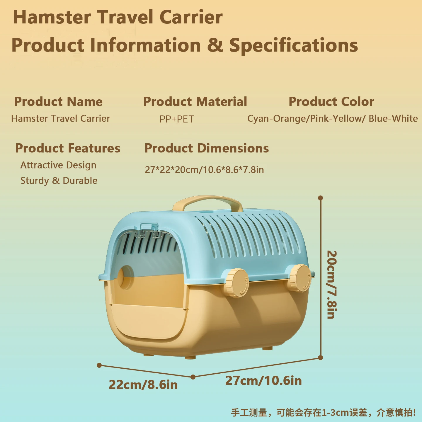 Gaiola de Viagem para Hamsters e Pássaros com Garrafa de Água Integrada - Imagem 2