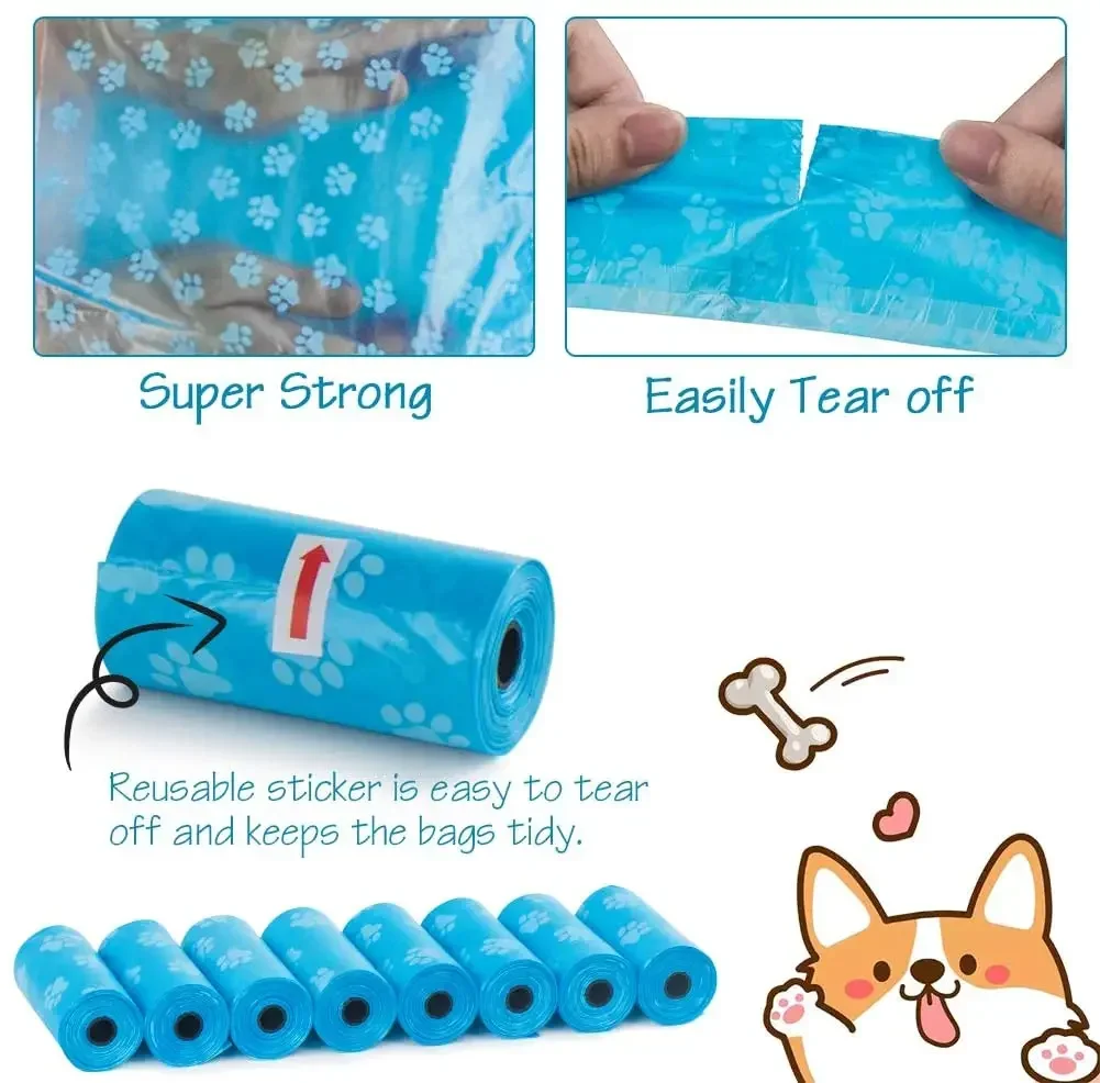 Sacos para Cocô de Cães Biodegradáveis com Dispensador de Osso e Clipe - Imagem 5