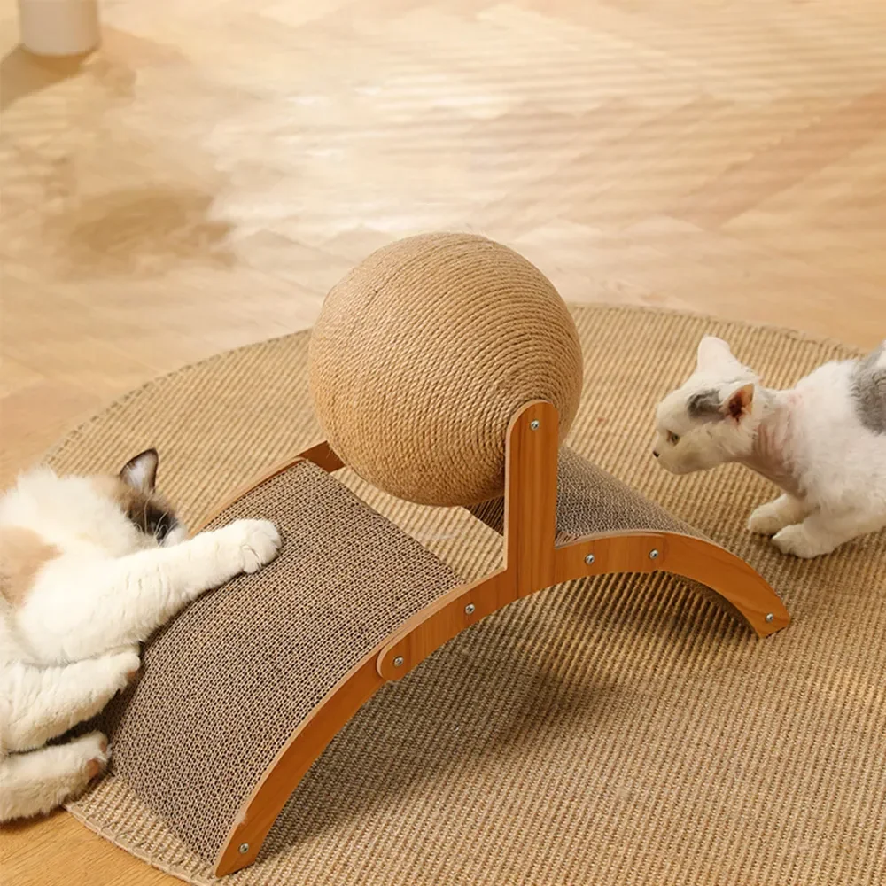 Arranhador Bola Sisal para Gatos com Base de Madeira - Imagem 6