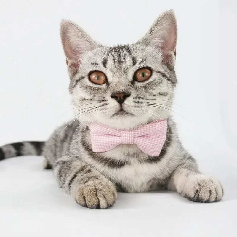 Coleira para Gatos com Gravata Borboleta e Padrão Xadrez Ajustável - Imagem 2