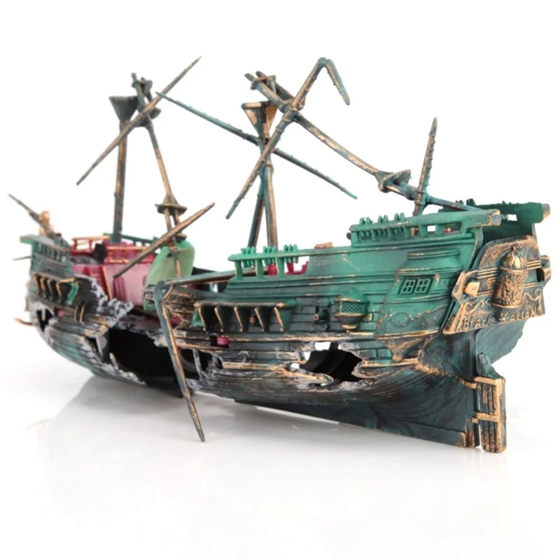 decoração de aquário navio naufrágio