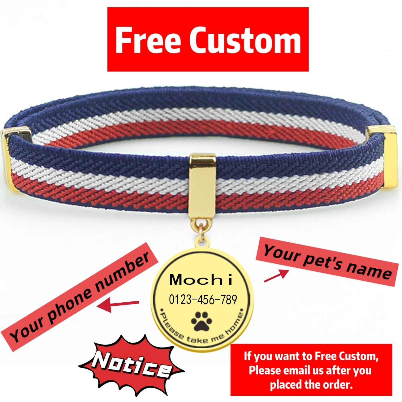 Coleira para Gatos e Filhotes Ajustável com Placa de Identificação - Image 2