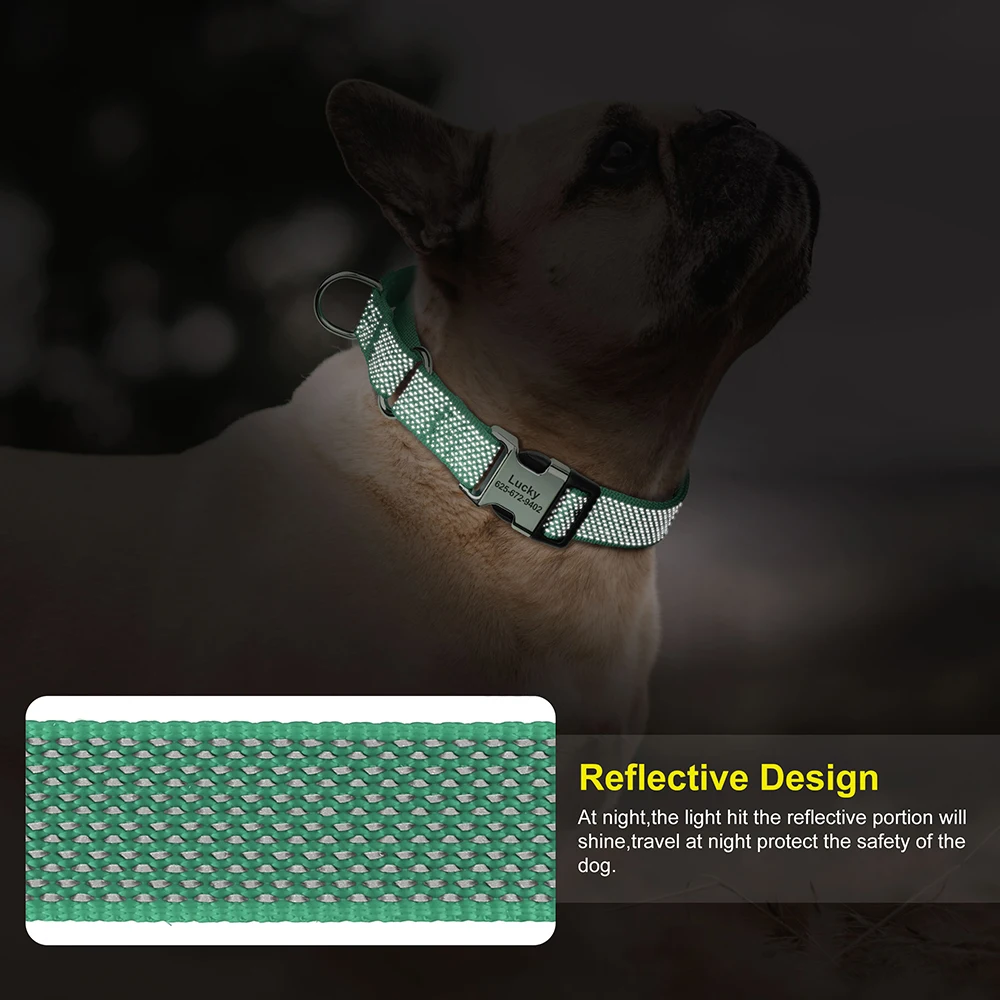 Coleira Martingale para Cães Nylon Reflexiva Ajustável - Imagem 4