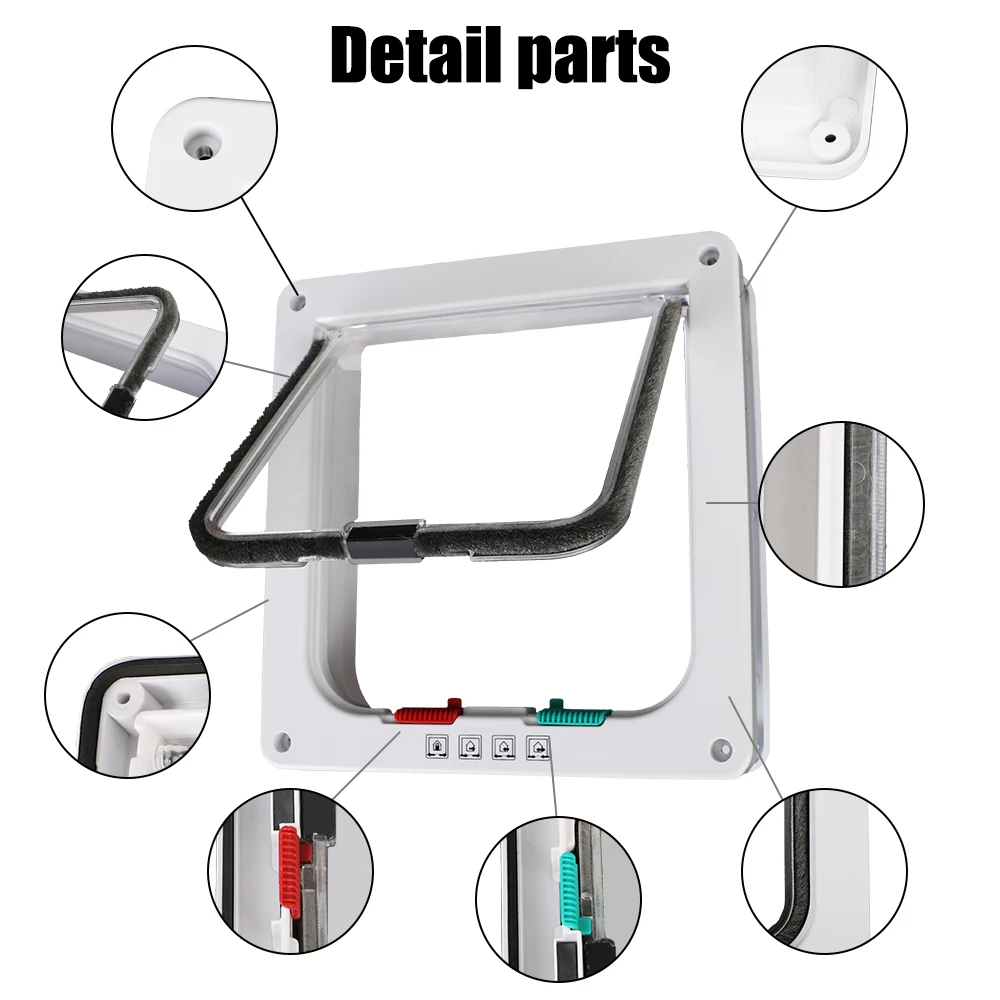 Porta para Gatos e Cães Pequenos de Plástico ABS com Bloqueio de 4 Vias - Imagem 6
