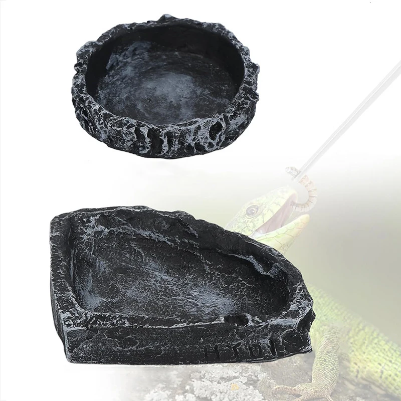 Tigela para Répteis de Resina Imitação de Pedra para Alimentação - Imagem 4
