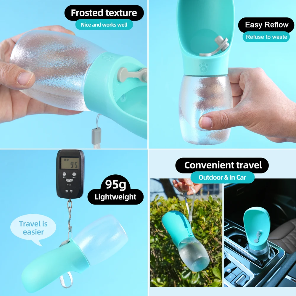 Garrafa de Água para Cães e Gatos 300ml Portátil com Cordão - Imagem 3