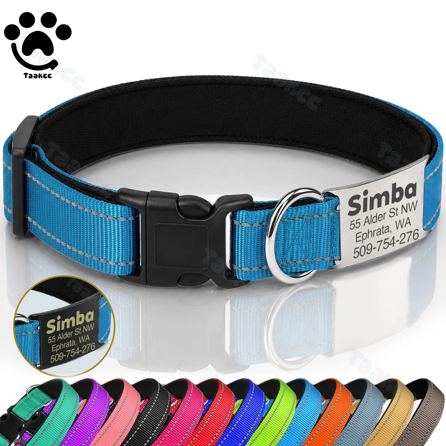 coleira para cães personalizada refletiva