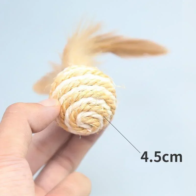 Brinquedo para Gatos Bola de Sisal com Pena 4,3 cm - Imagem 3