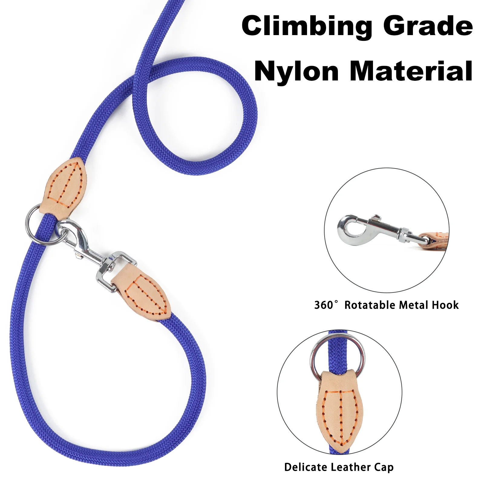 Coleira Dupla de Nylon para Cães de Porte Médio e Pequeno 210cm - Image 4
