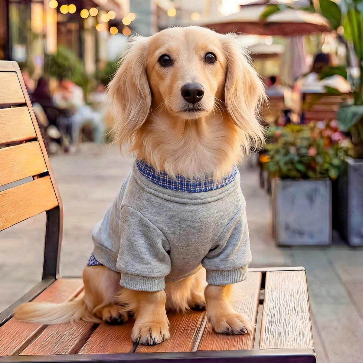 Moletom Pulôver para Cães e Gatos Pequenos Estilo Xadrez Azul - Imagem 6