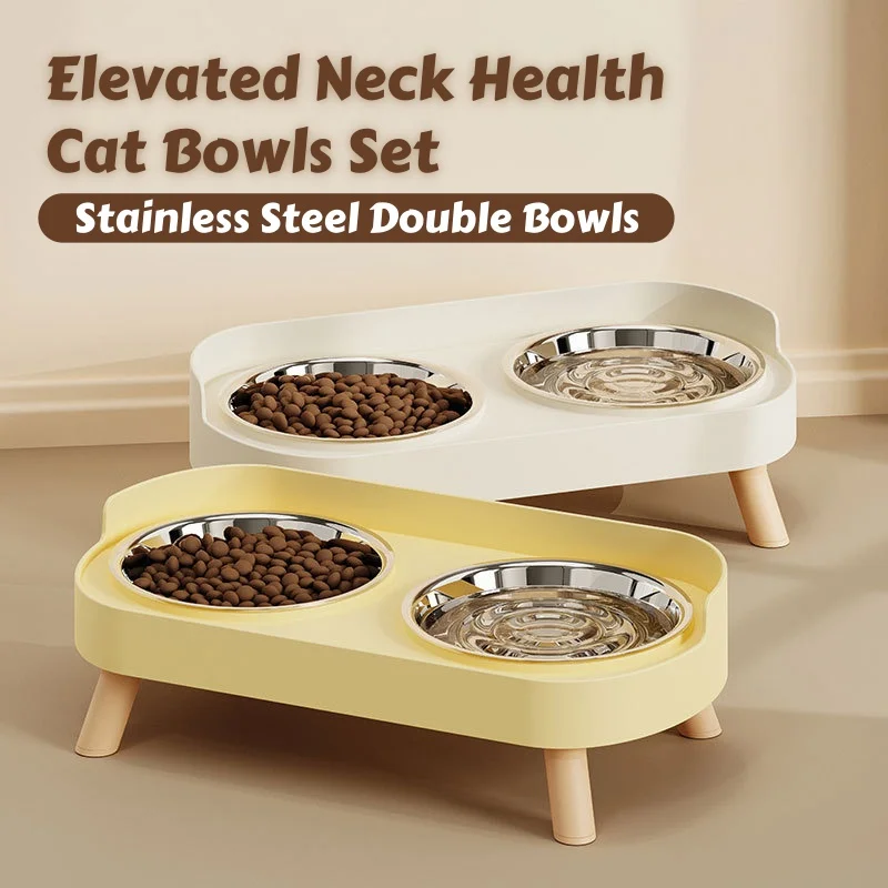 comedouro duplo para pets de aço inoxidável
