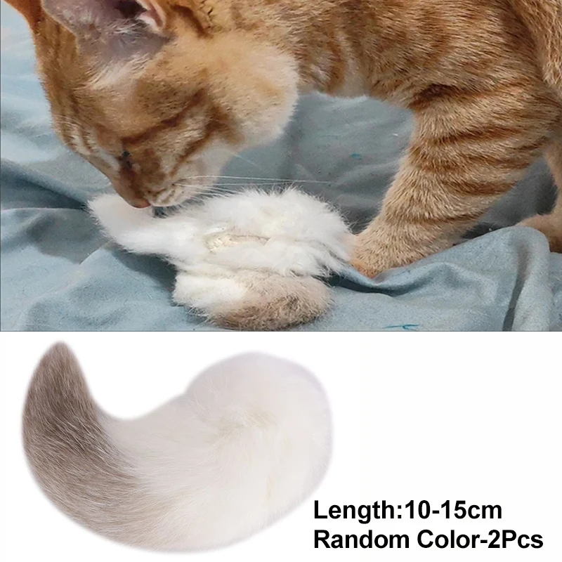 Brinquedo para Gatos de Cauda de Coelho Natural 10-15 cm para Interagir - Imagem 6