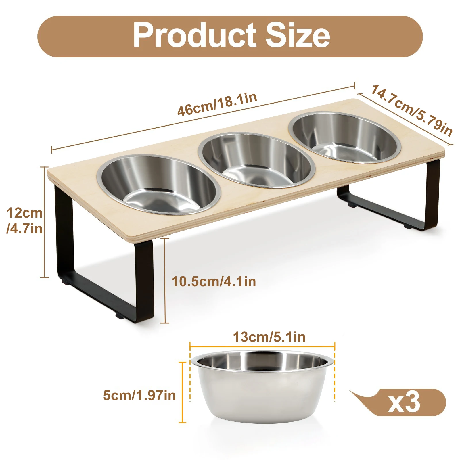Alimentador Elevado para Gatos com 3 Tigelas Inclinadas de 532 ml - Imagem 3