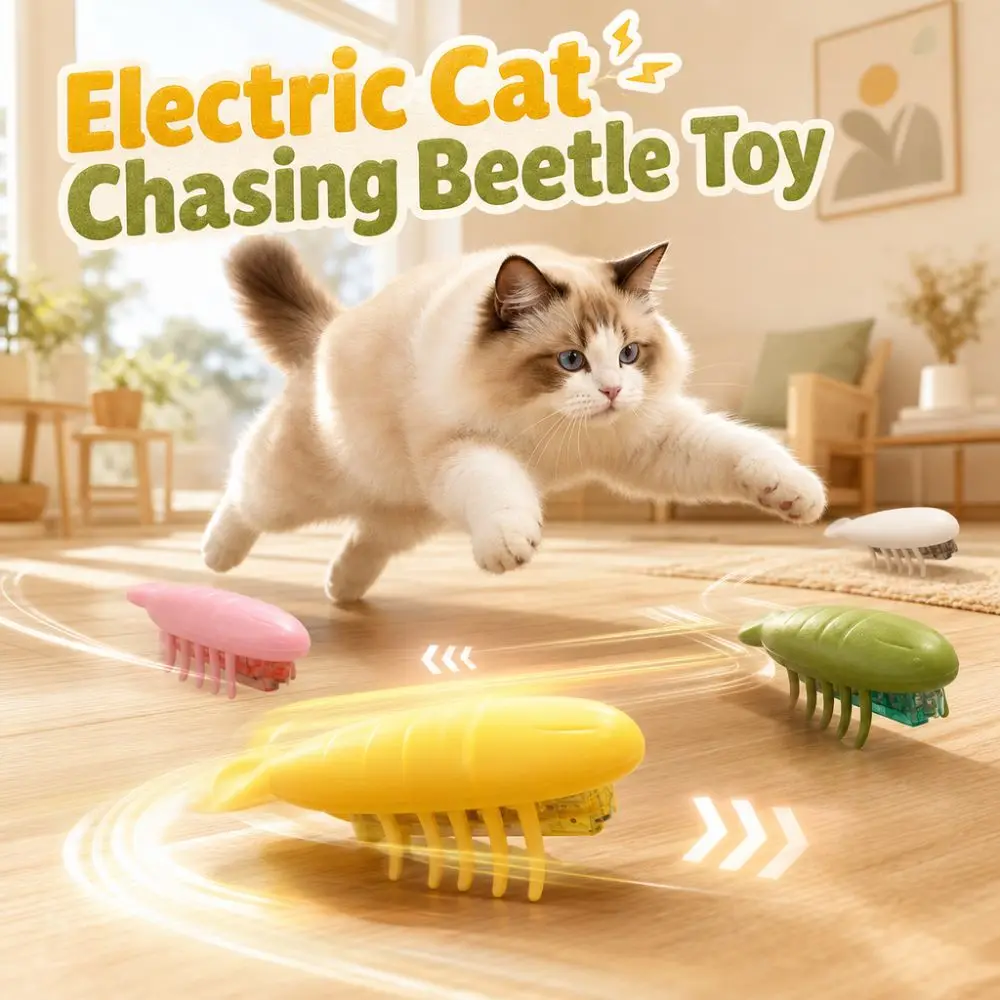 Brinquedo Elétrico para Gatos Besouro Saltitante com Bateria Substituível - Image 3