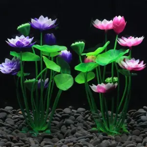 planta de lótus artificial para aquário