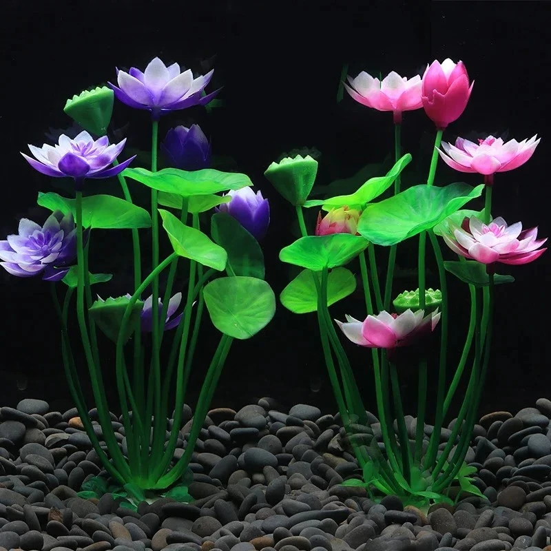 planta de lótus artificial para aquário