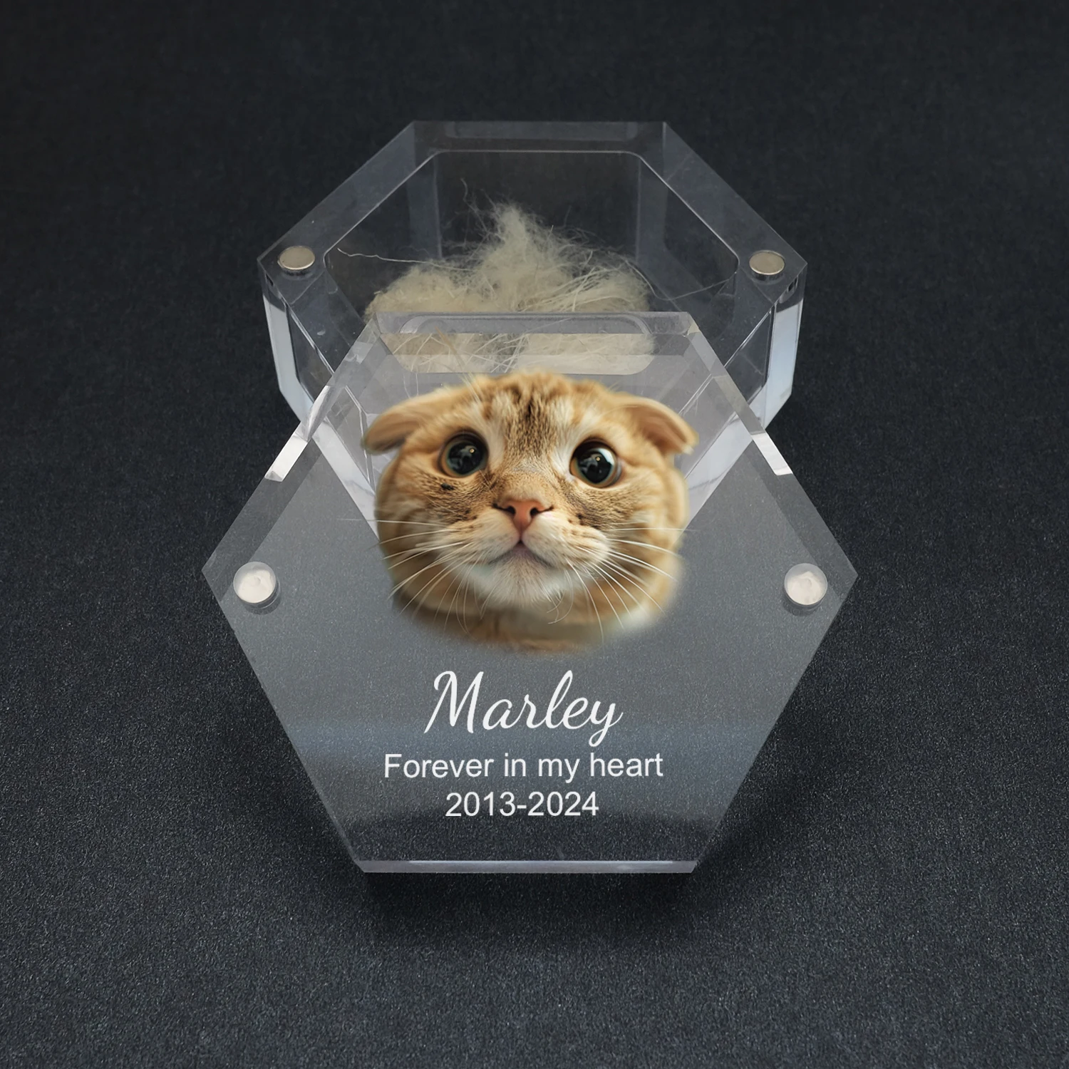 Caixa de Lembrança Hexagonal para Pets com Foto Personalizada 74mm - Image 4