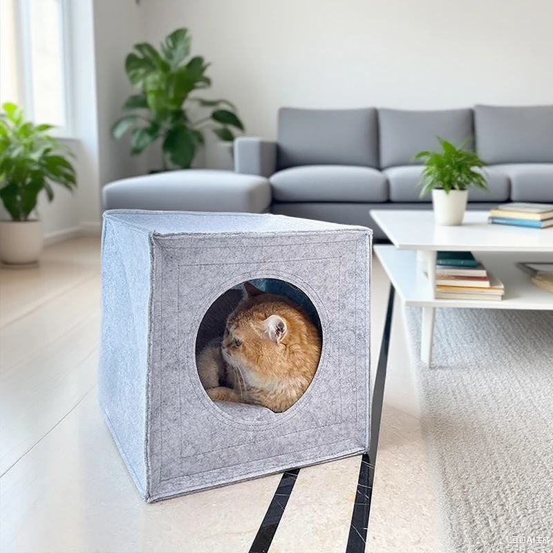 Casa Cubo para Gatos Dobrável 2 em 1 com Arranhador - Imagem 6