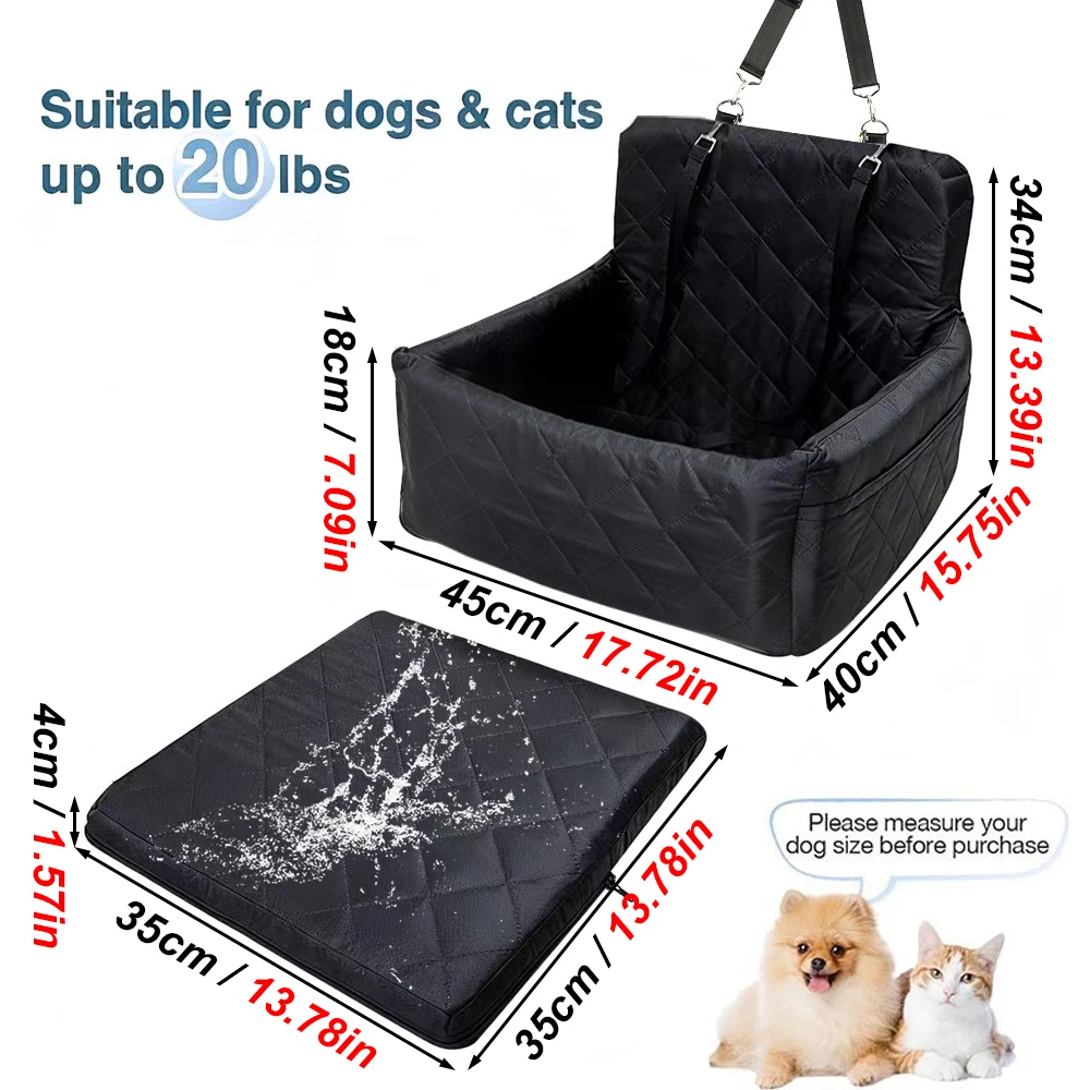 Assento de Carro Portátil para Cães com Almofada Lavável e Cinto de Segurança - Imagem 5
