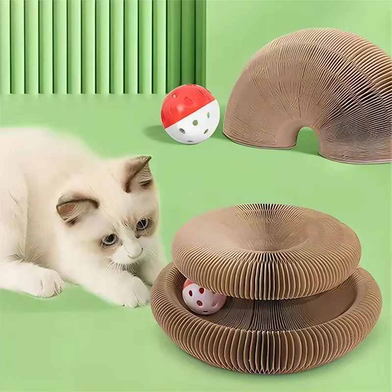 Brinquedo Arranhador para Gatos de Papelão Ondulado com Bola - Imagem 5