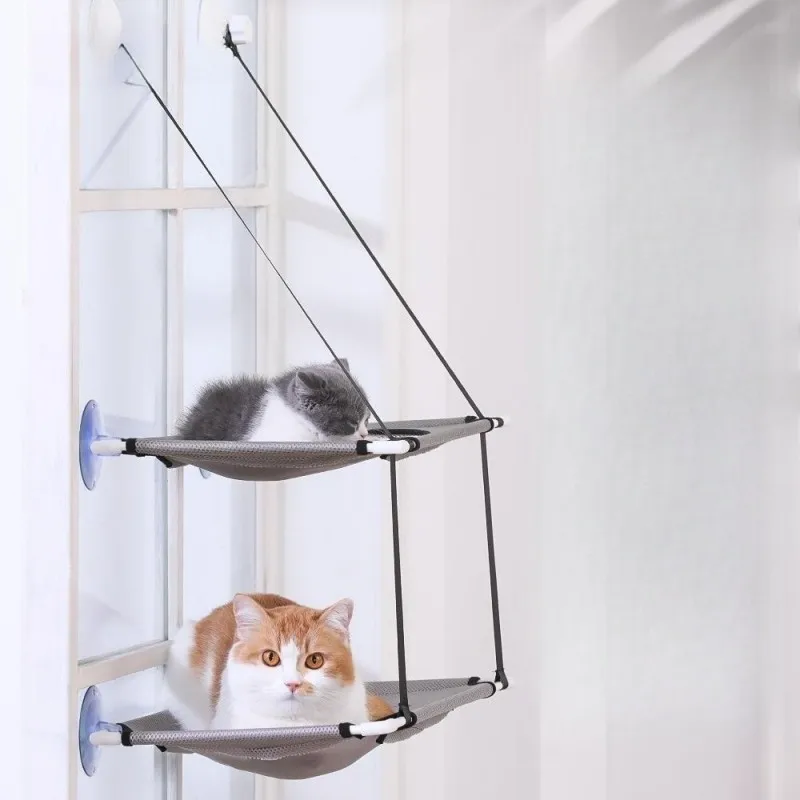 Cama de Janela Suspensa para Gatos Dupla com Ventosas Fortes - Imagem 3
