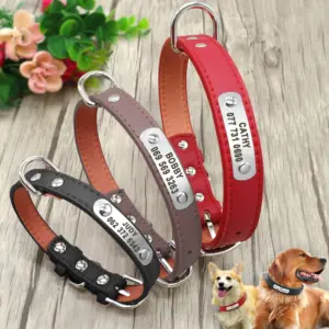 coleira para cães de couro pu