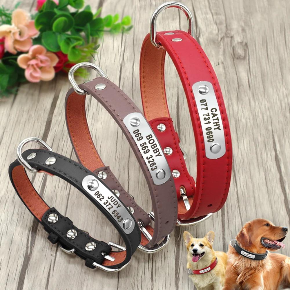 coleira para cães de couro pu