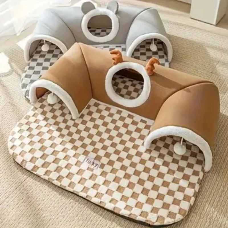 Cama Toca para Gatos com Túnel em Formato de Rena e 3 Entradas - Imagem 3