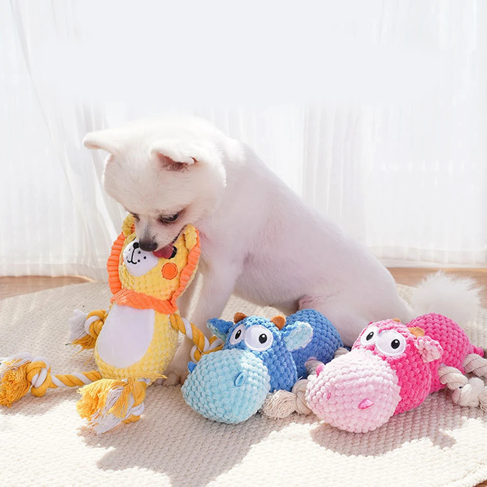 Brinquedo de Pelúcia para Cães Hipopótamo com Corda 27x25 cm - Image 5