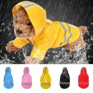 capa de chuva para cães com tira reflexiva
