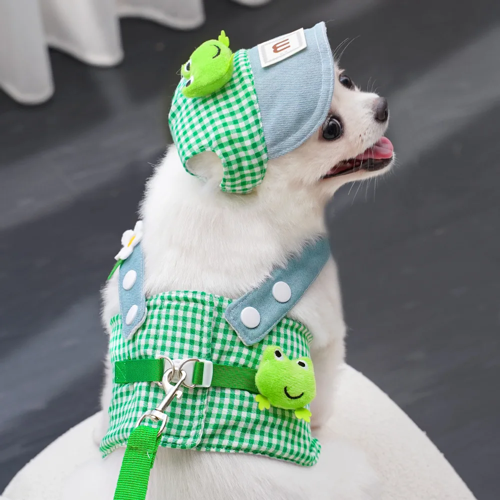 Arnês para Gatos e Cães Pequenos com Chapéu de Sol Verde - Imagem 3