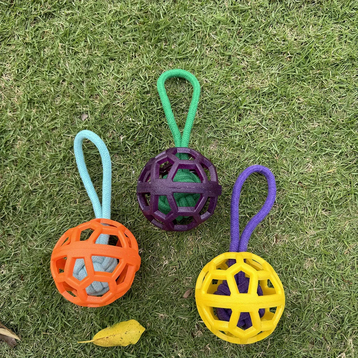 Bola de Mastigar para Cães em TPR Oco com Alça de Corda - Image 4