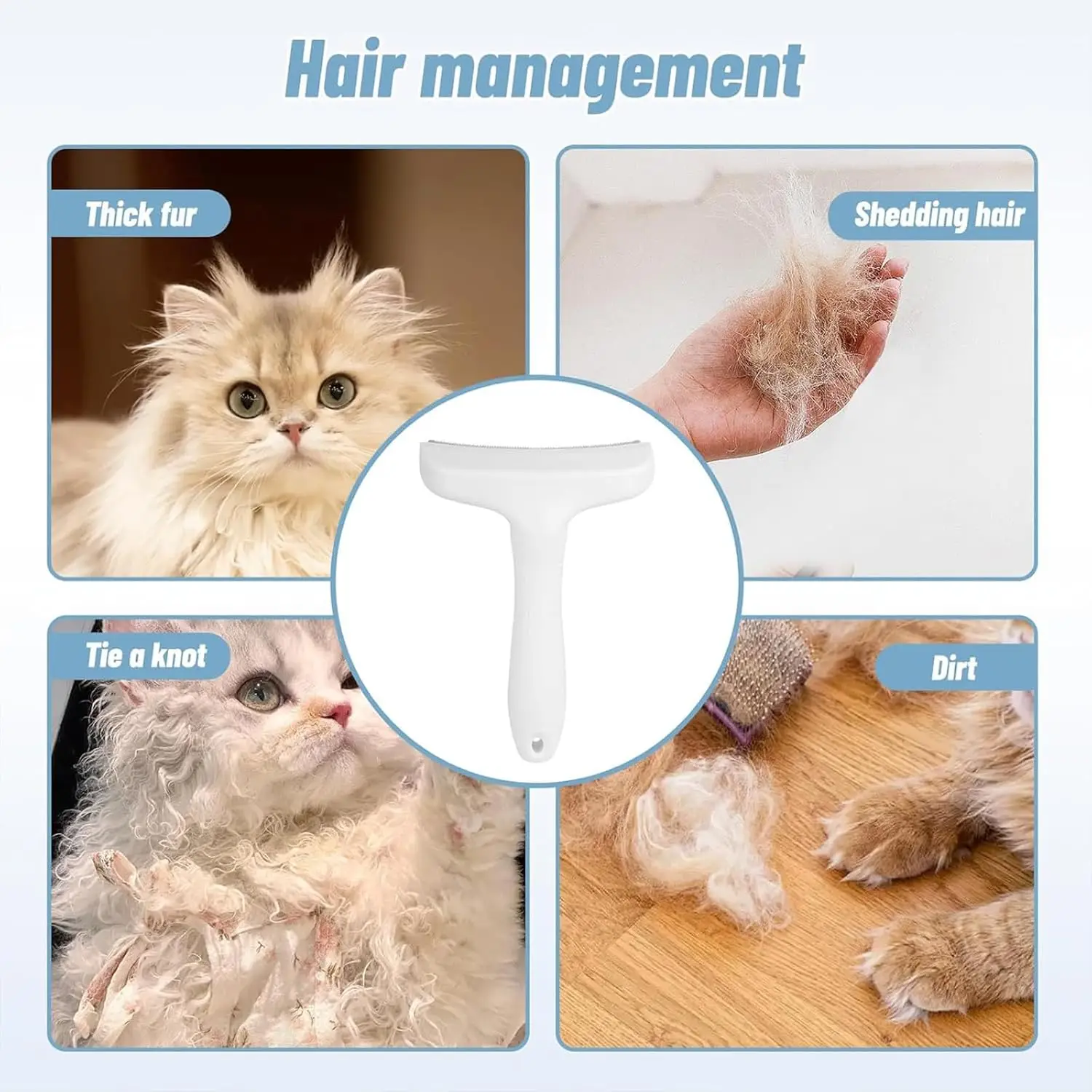 Escova Desembaraçadora V-Tooth para Cães e Gatos, Uso Diário - Imagem 5